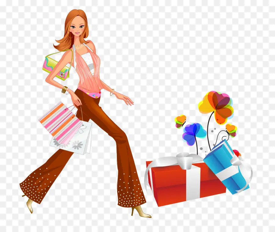 Mujer De Compras，Bolsas PNG