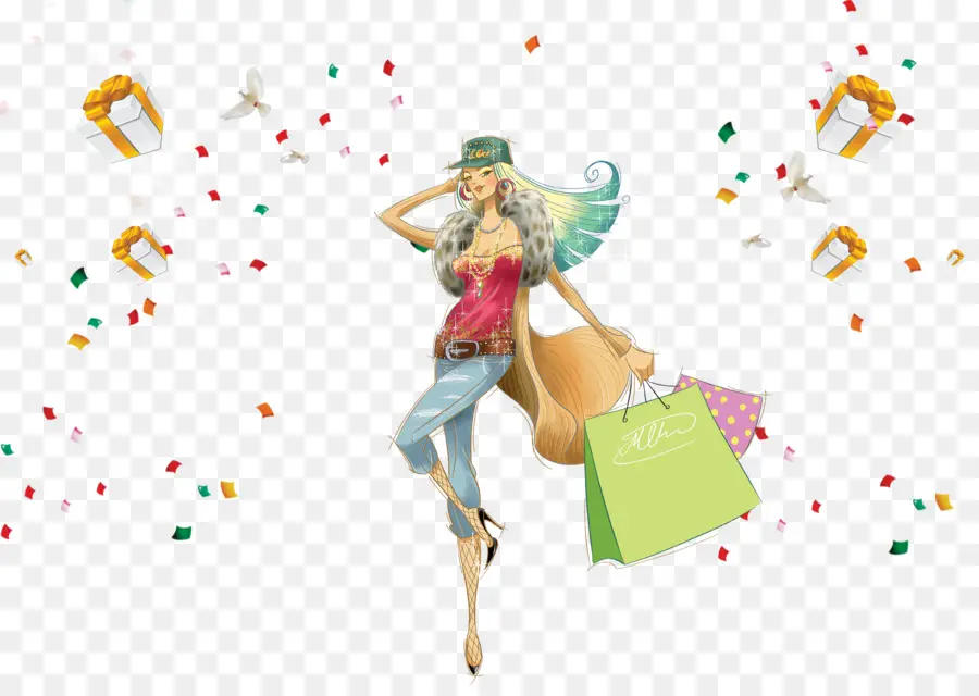 Chica De Compras，Bolsas PNG