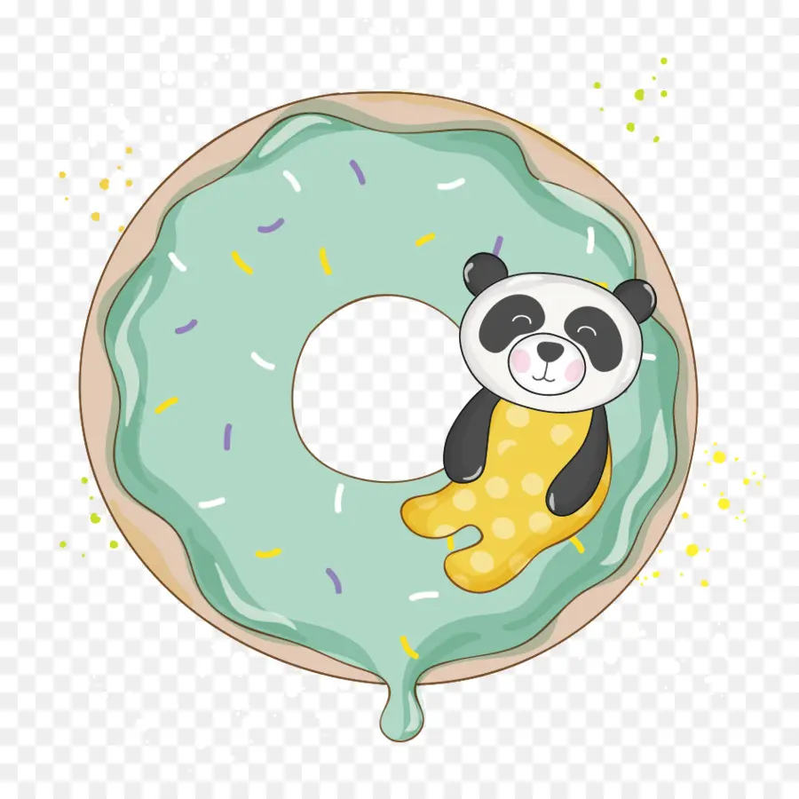 Panda Y Donut，Dulce PNG