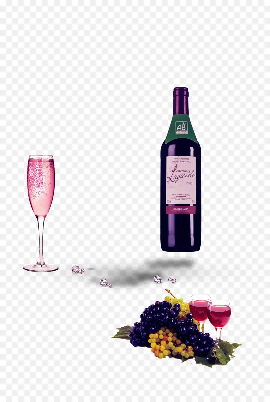 Botella De Vino，Uvas PNG