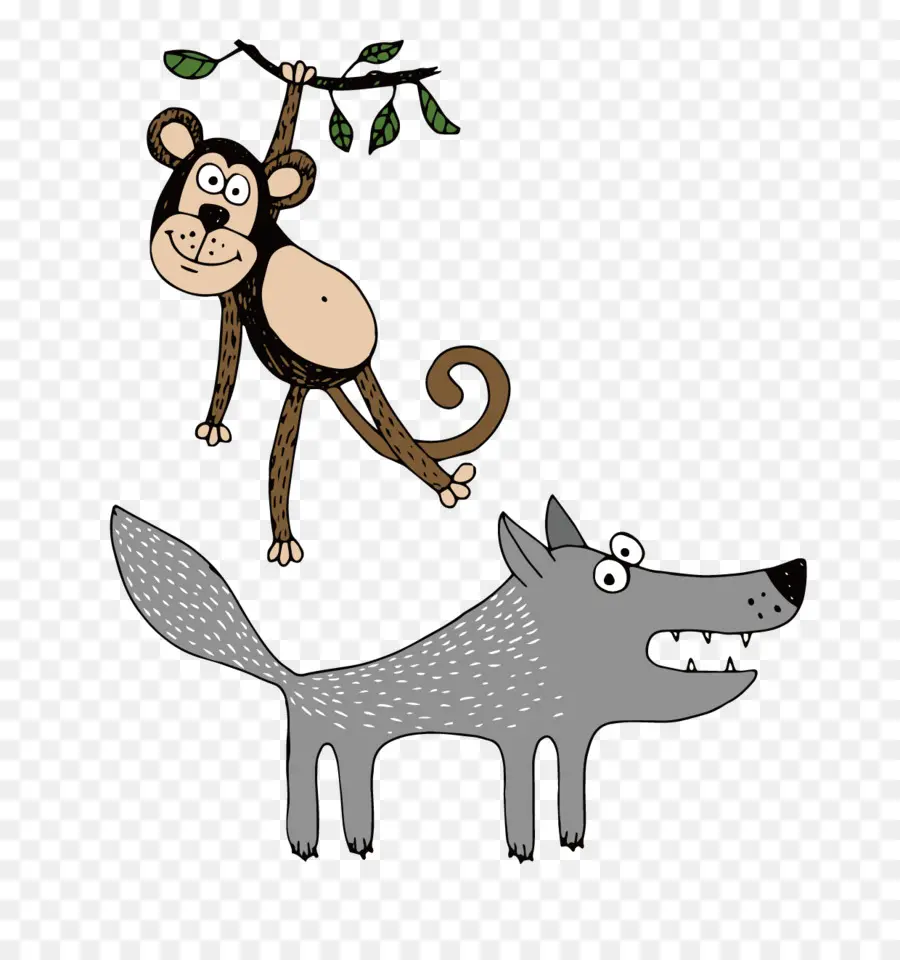 Mono Y Lobo，Animales PNG