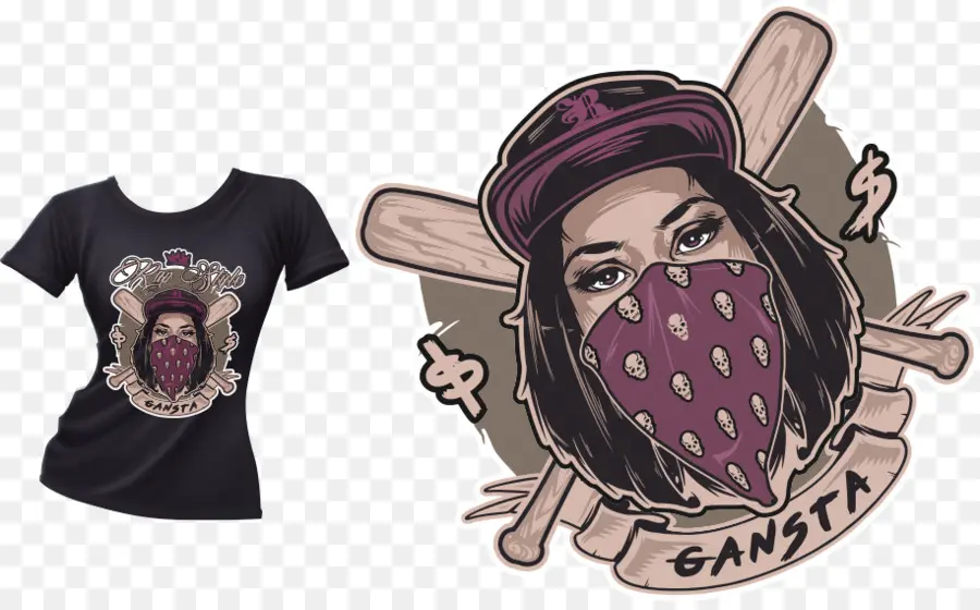 Ilustración Gangsta，Camiseta PNG