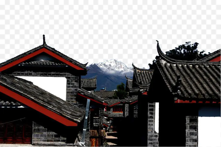 Montaña Nevada Del Dragón De Jade，La Ciudad Vieja De Lijiang PNG