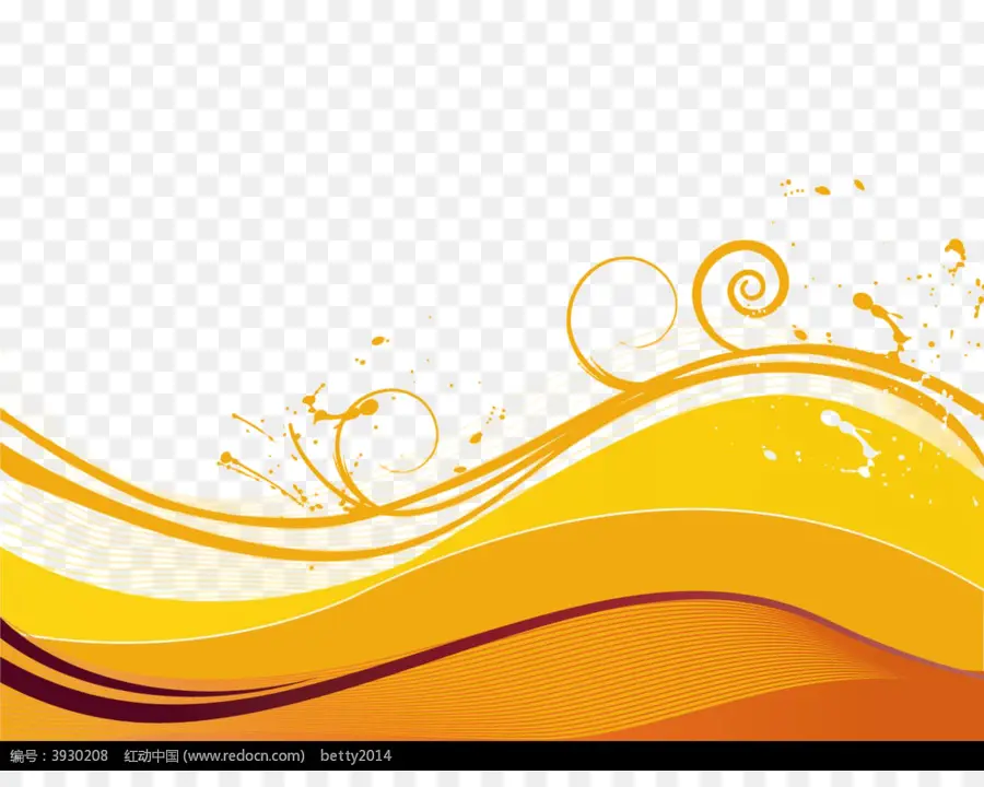 Ondas Abstractas，Amarillo PNG