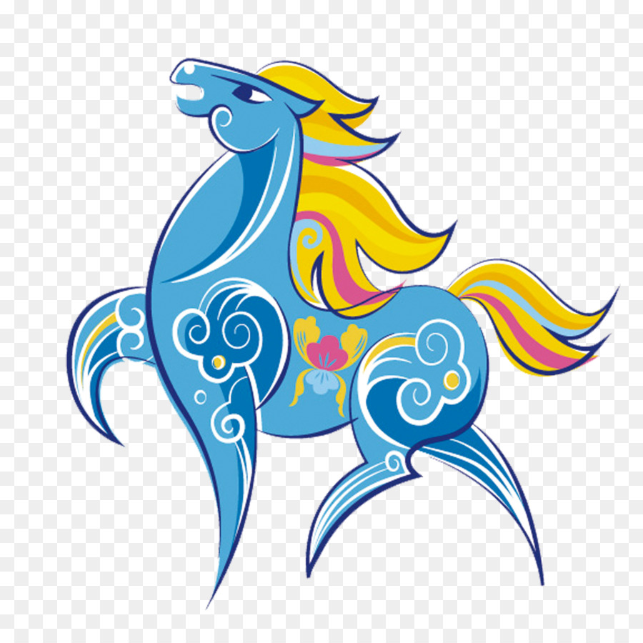 Caballo Azul，Ilustración PNG