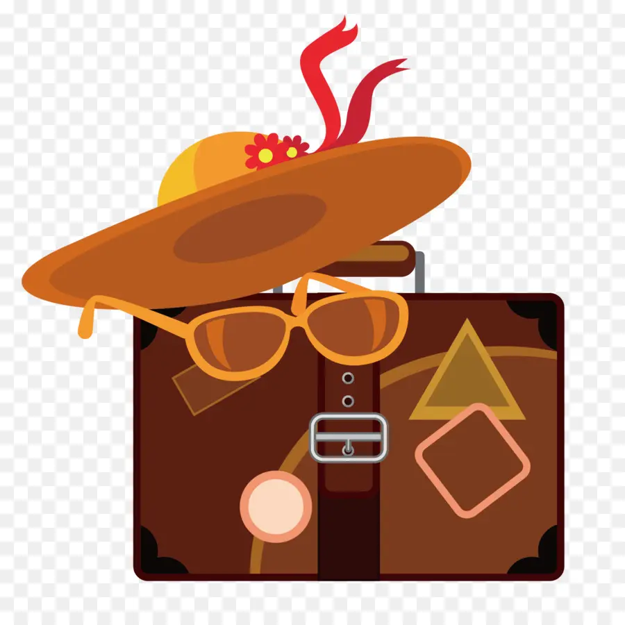 Maleta Con Sombrero Y Gafas，Viajar PNG