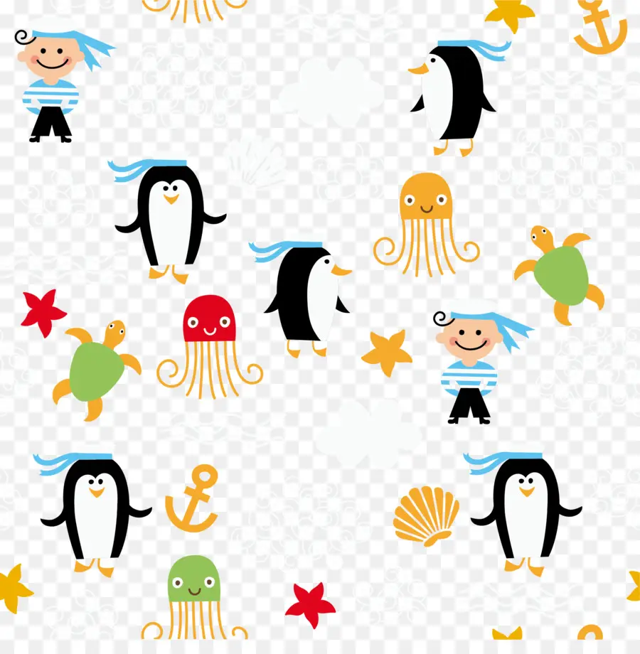 Pingüinos De Dibujos Animados，Criaturas Marinas PNG