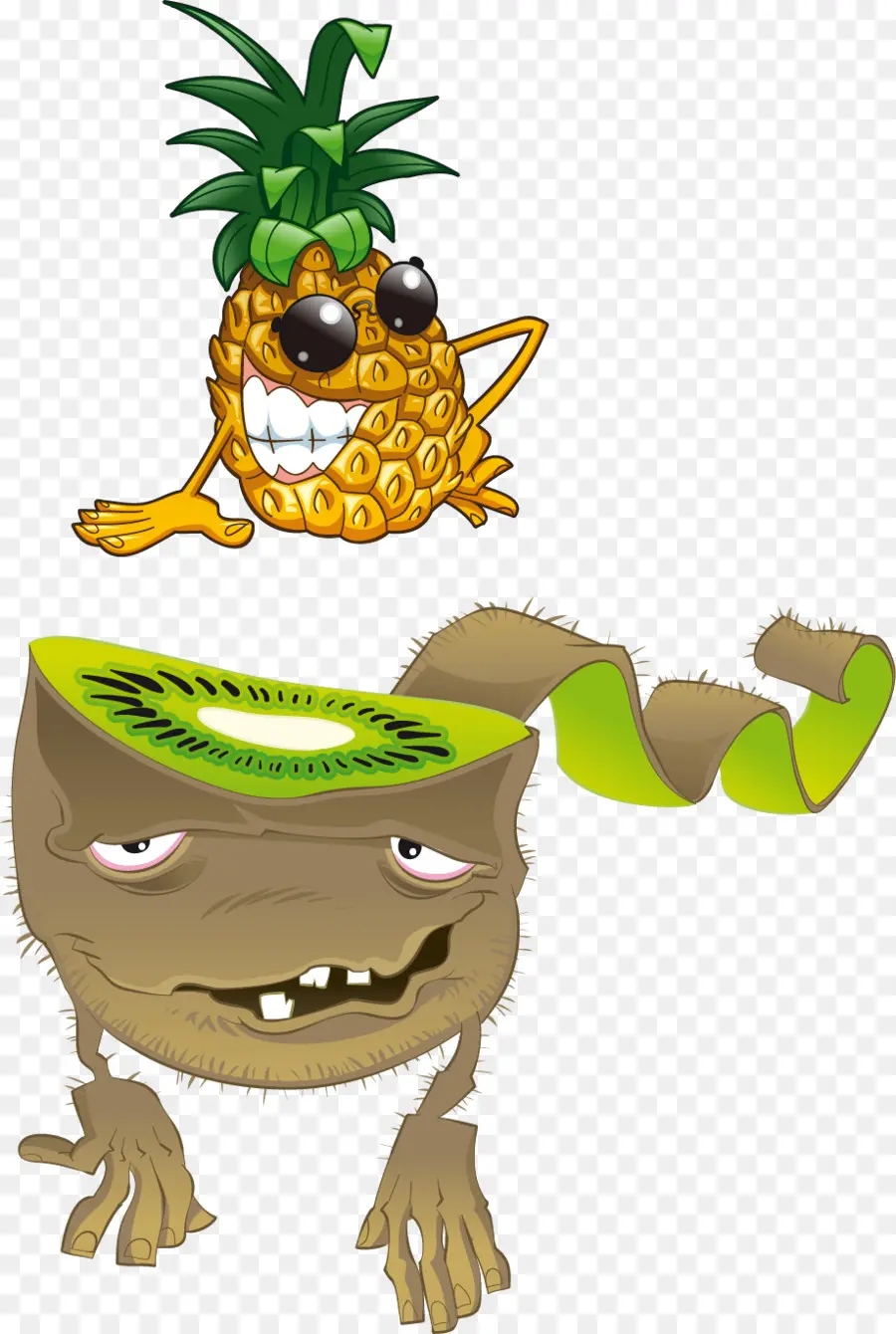 Piña Y Kiwi，Divertido PNG