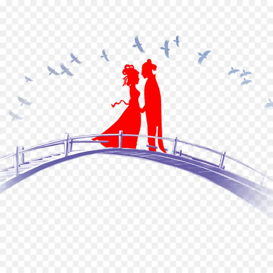 Pareja En Puente，Silueta PNG