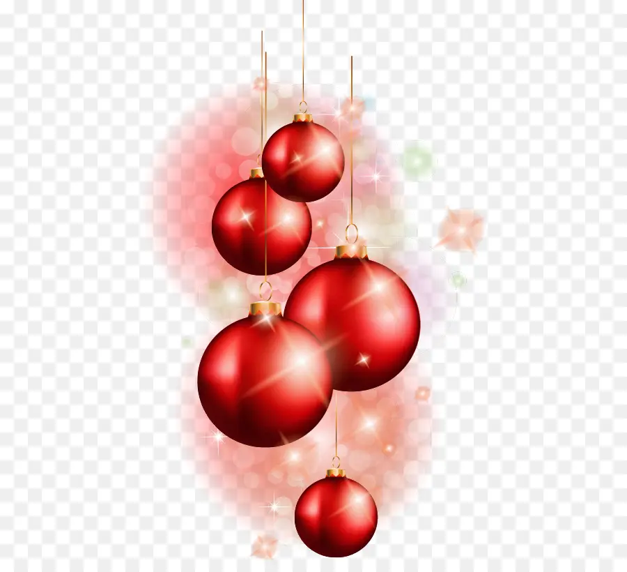 Adornos Navideños Rojos，Cintas Doradas PNG