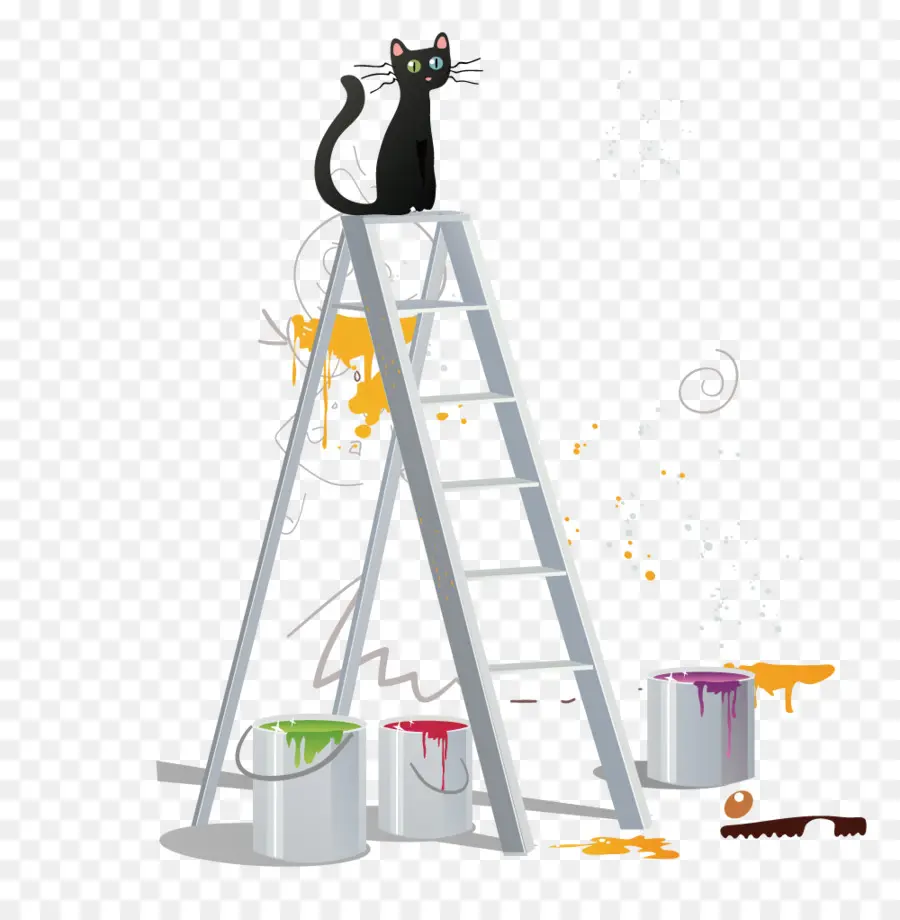 Gato Negro En La Escalera，Escalera PNG