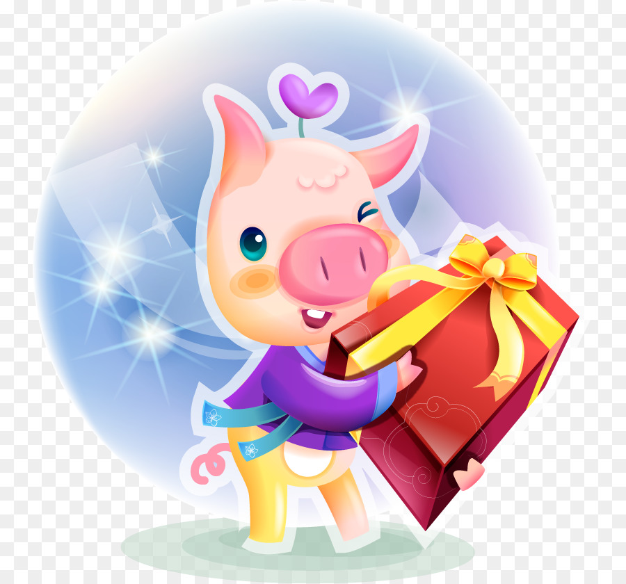 Lindo Cerdo Con Regalo，Regalo PNG