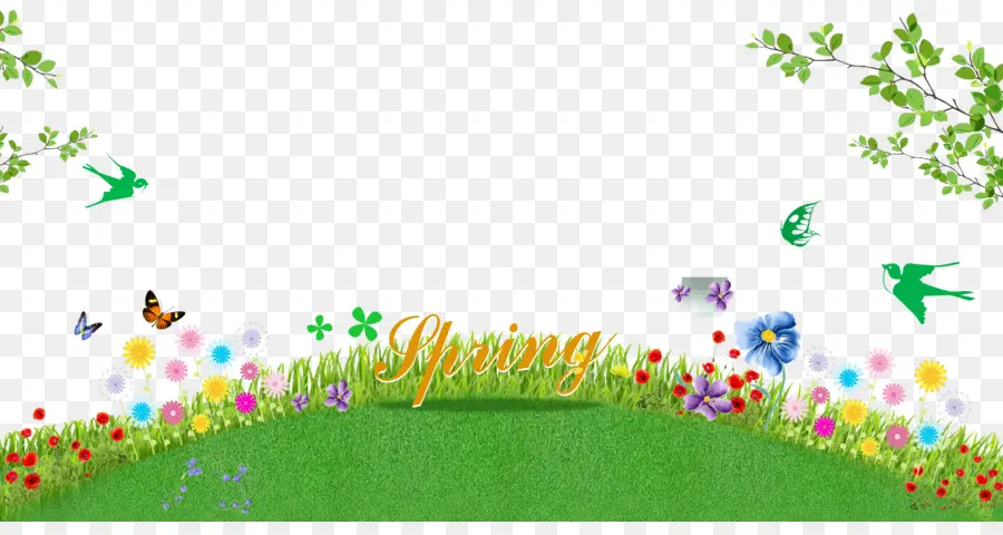 Escena De Primavera，Flores PNG