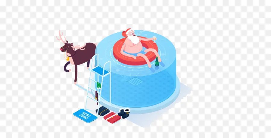 Papá Noel En La Piscina，Papá Noel PNG