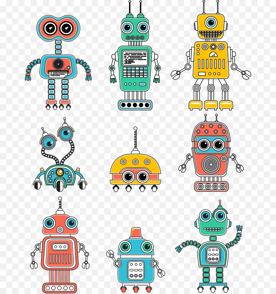 Robots Coloridos，Maquinas PNG