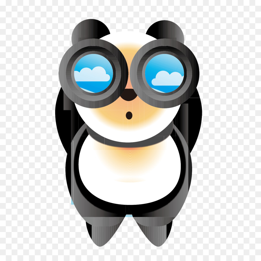 Panda Con Binoculares，Dibujos Animados PNG