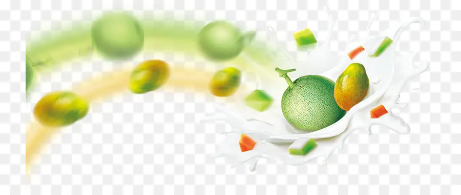 Frutas Verdes，Salpicaduras De Leche PNG