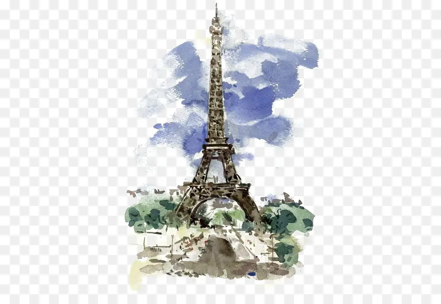 La Torre Eiffel，Pintura A La Acuarela PNG