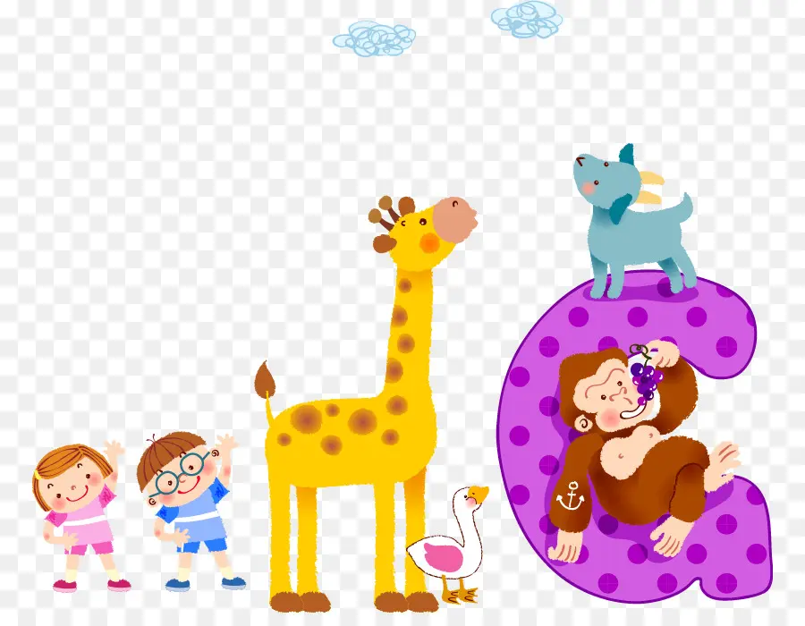 Animales De Dibujos Animados Y Niños，Jirafa PNG