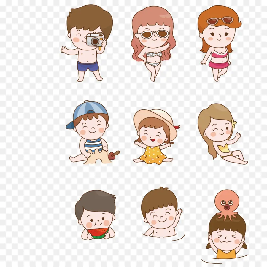 Niños De Dibujos Animados，Playa PNG