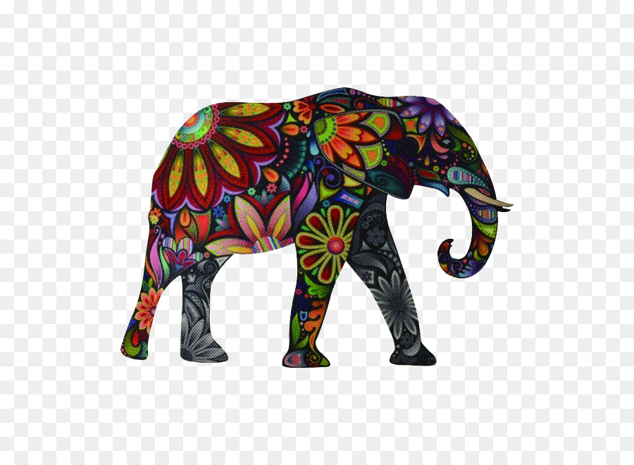 Elefante Colorido，Estampado PNG