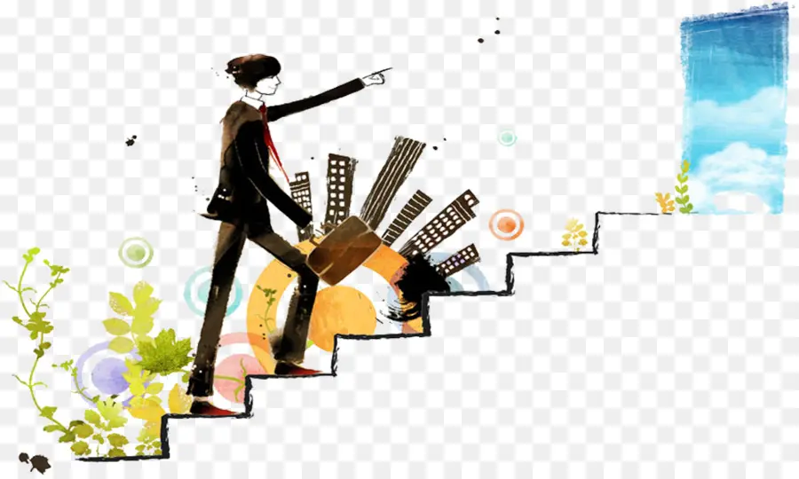 Hombre De Negocios，Escaleras PNG