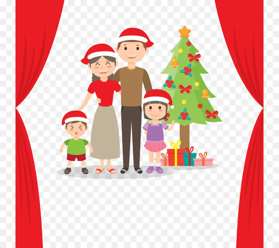 Familia Navideña，árbol PNG