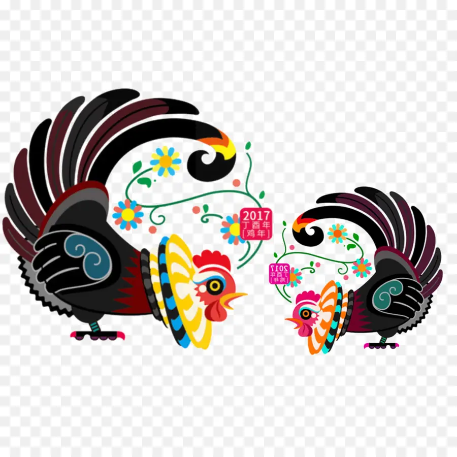 Gallos Coloridos，Zodíaco Chino PNG