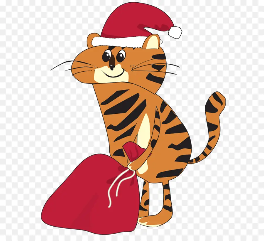 Tigre Con Gorro De Papá Noel，Navidad PNG