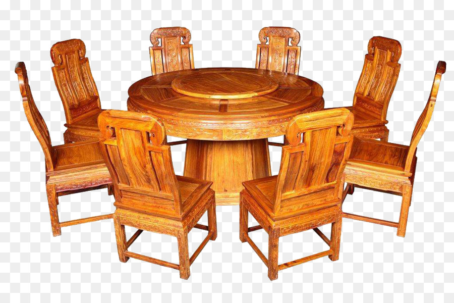 Mesa De Comedor De Madera，Sillas PNG