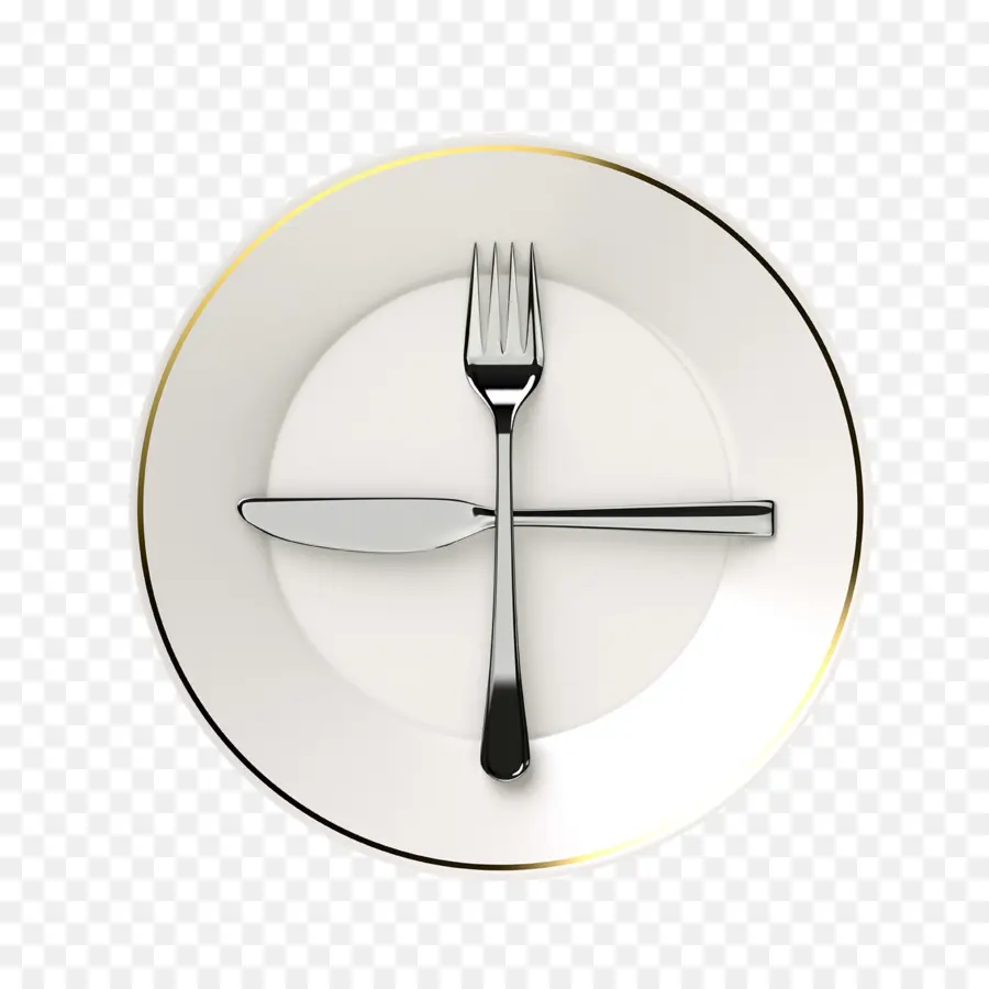 Plato Con Cubiertos，Tenedor PNG