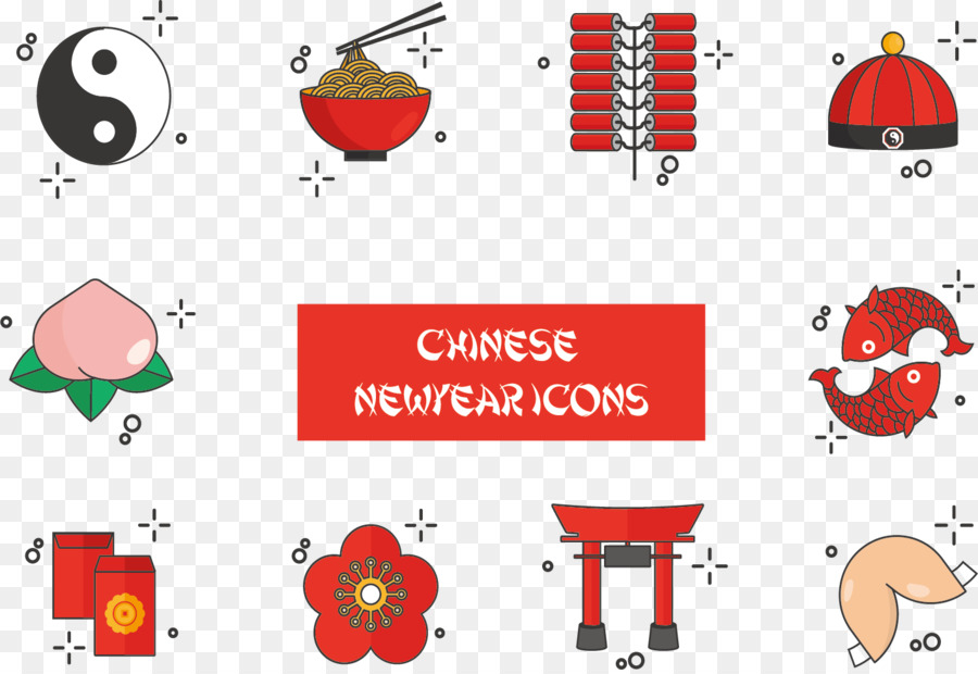 Iconos Del Año Nuevo Chino，Rojo PNG