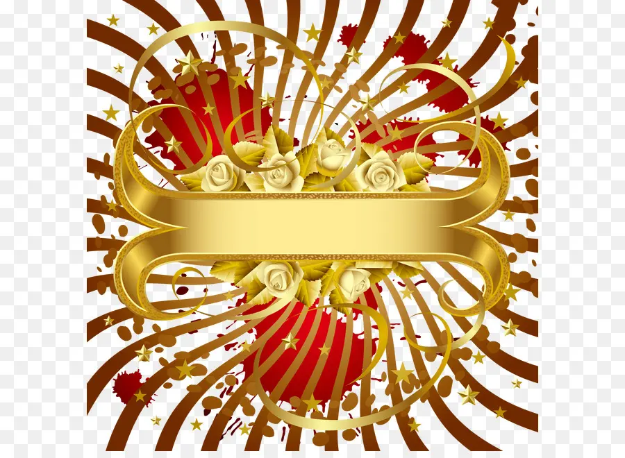 Diseño Floral Dorado，Oro PNG