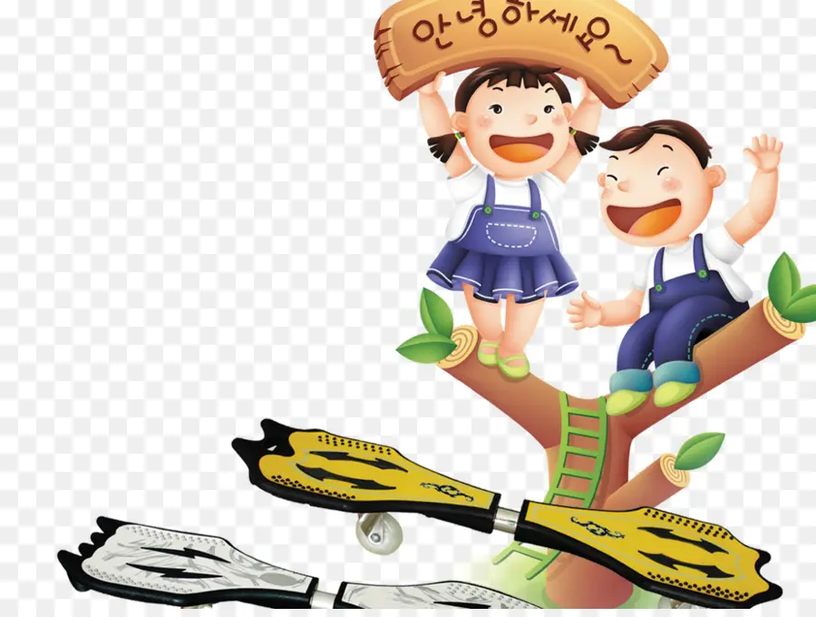 Niños En El árbol，Firmar PNG