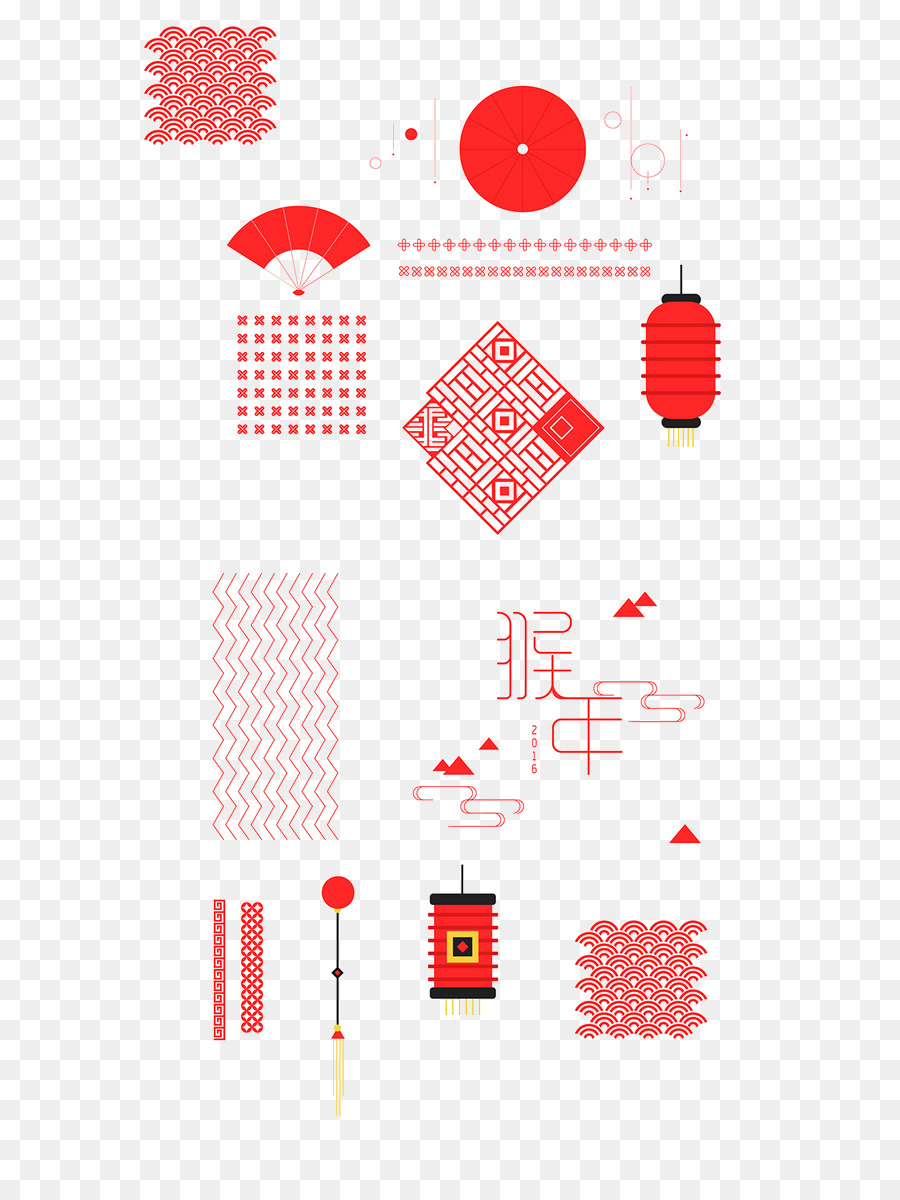 Decoraciones Del Año Nuevo Chino，Rojo PNG