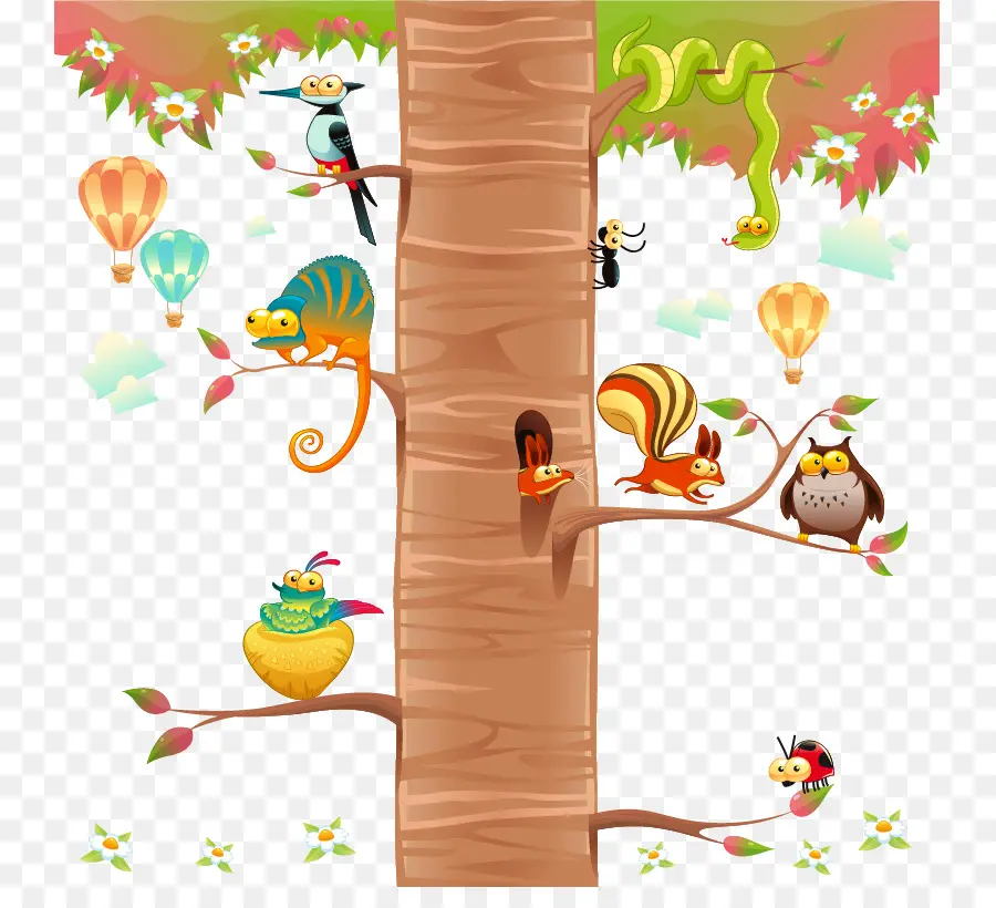 árbol Con Animales，Bosque PNG