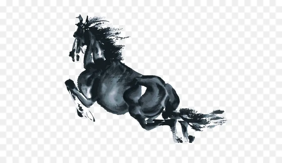 Caballo Corriendo，Negro PNG