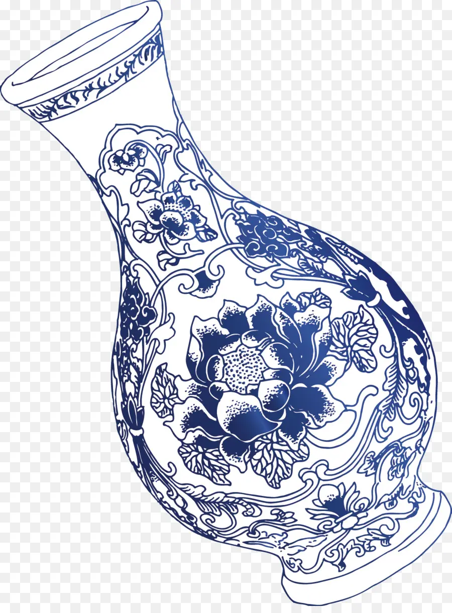 Azul Y Blanco De Cerámica，Florero PNG