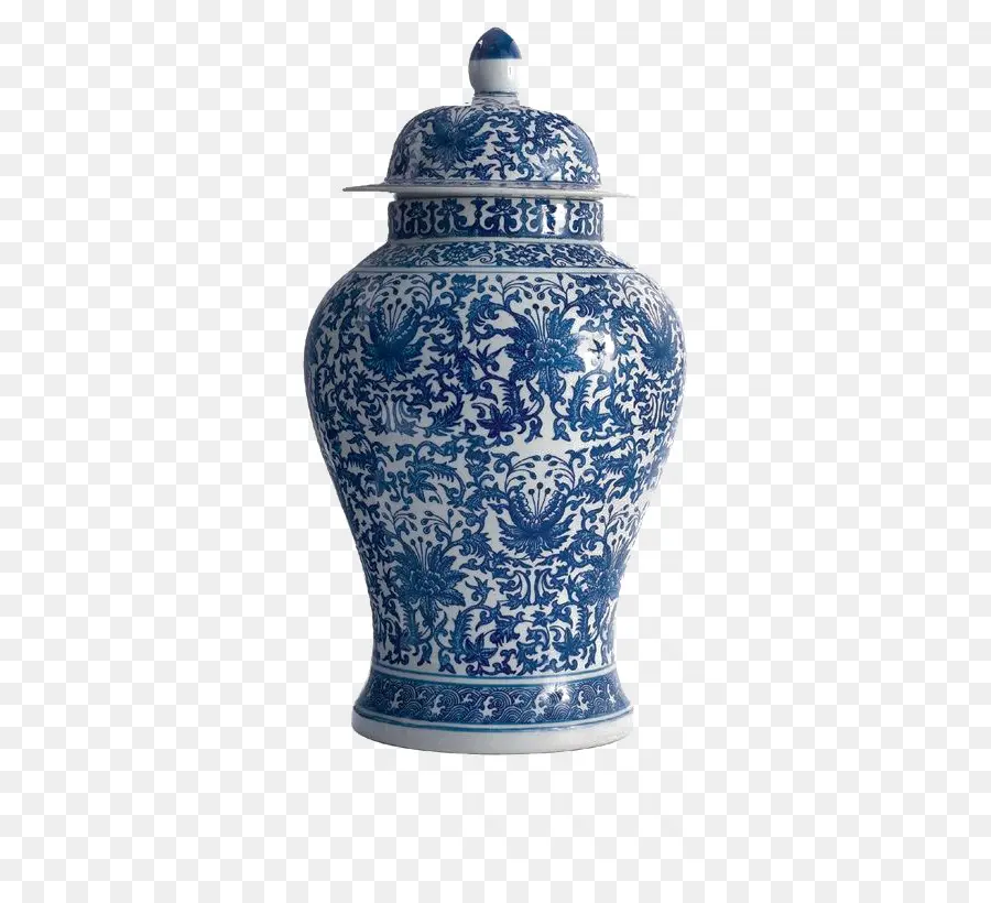 Jarrón Azul Y Blanco，Porcelana PNG