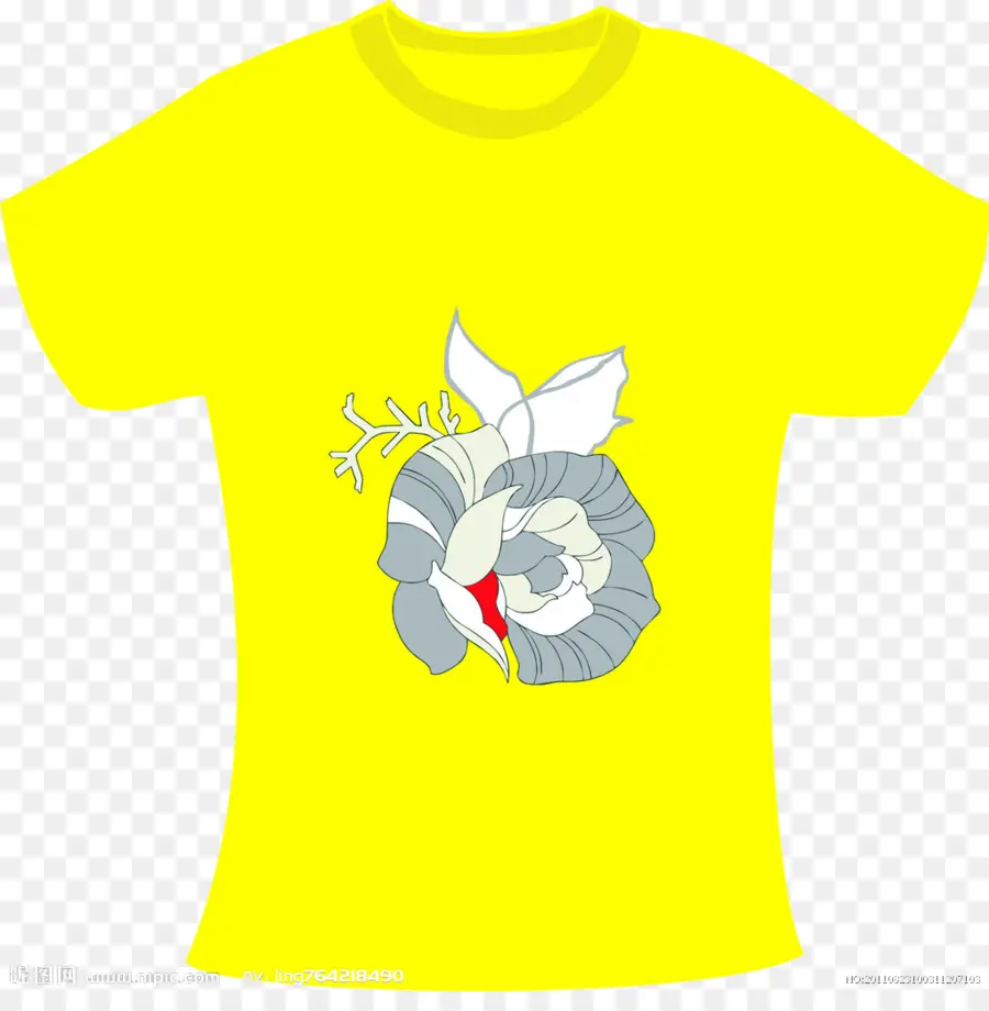 Camiseta Amarilla，Diseño De Flores PNG