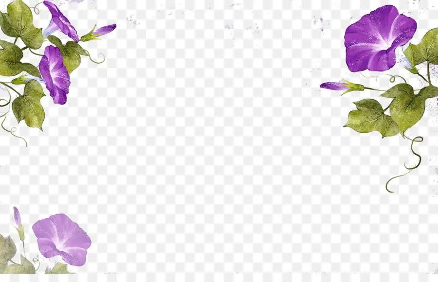 Flores Moradas，Hojas PNG