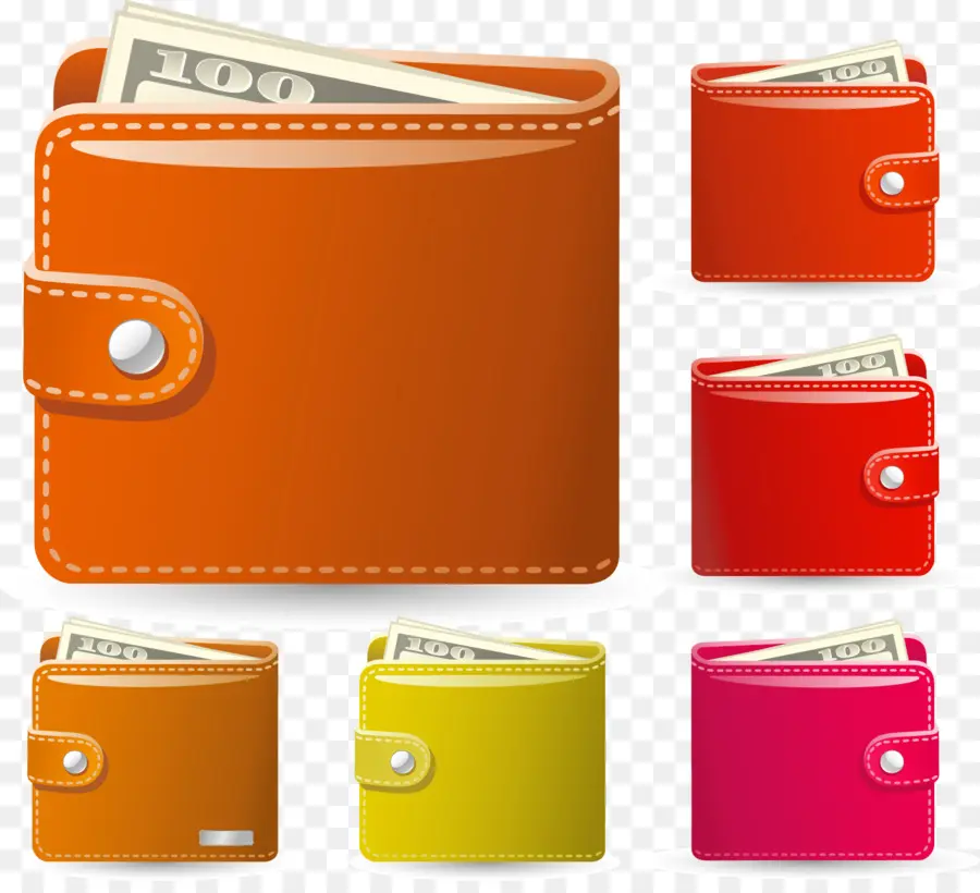 Carteras Coloridas，Dinero PNG