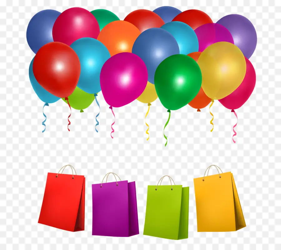 Globos De Colores Y Bolsas De Regalo，Globos PNG