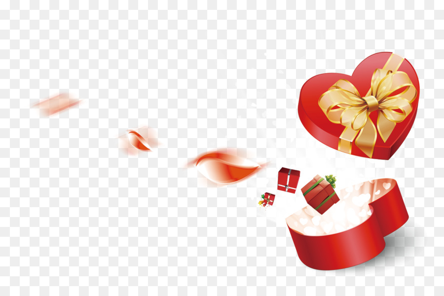 Caja De Regalo En Forma De Corazón，Cinta PNG