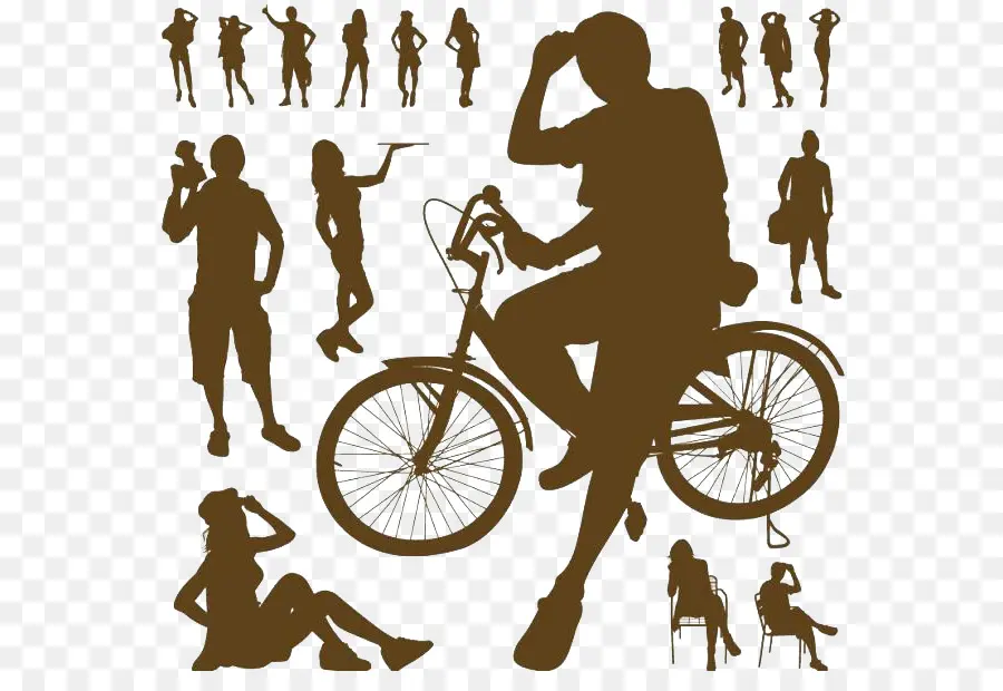 Siluetas，Bicicleta PNG