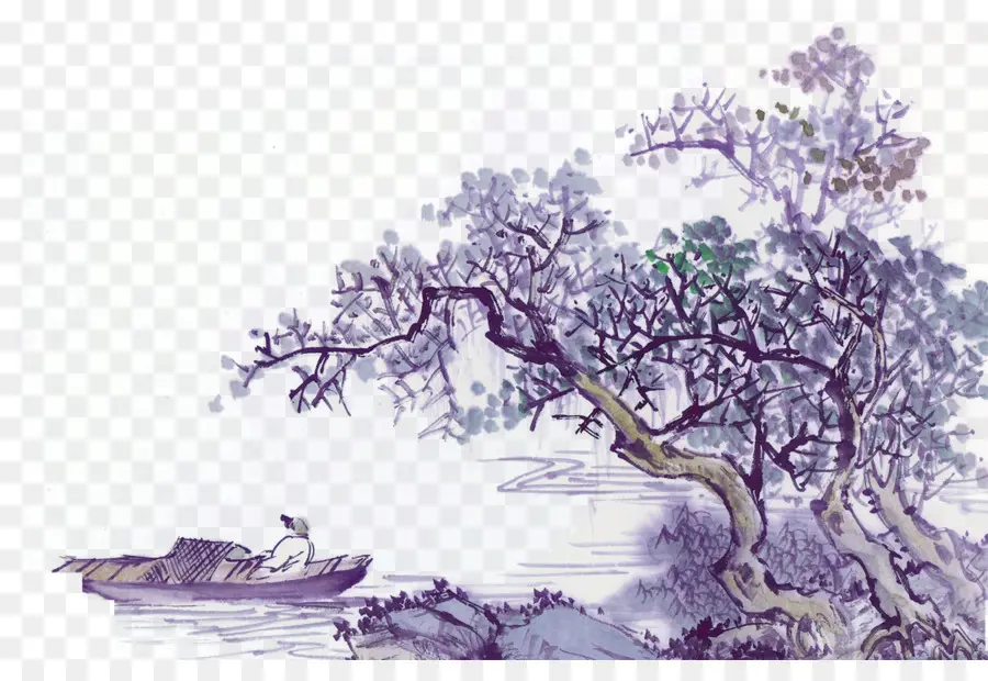 Barco Y árbol，Agua PNG