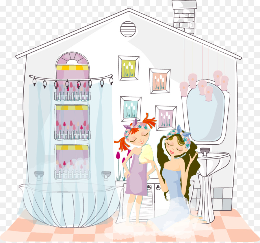 Chicas En El Baño，Ducha PNG