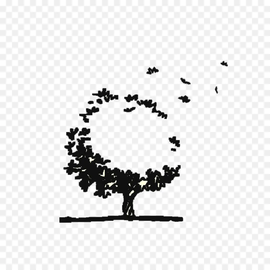 Silueta De Arbol，Hojas PNG