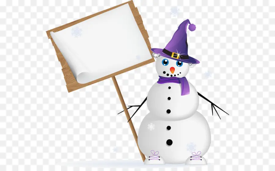 Muñeco De Nieve Con Cartel，Invierno PNG