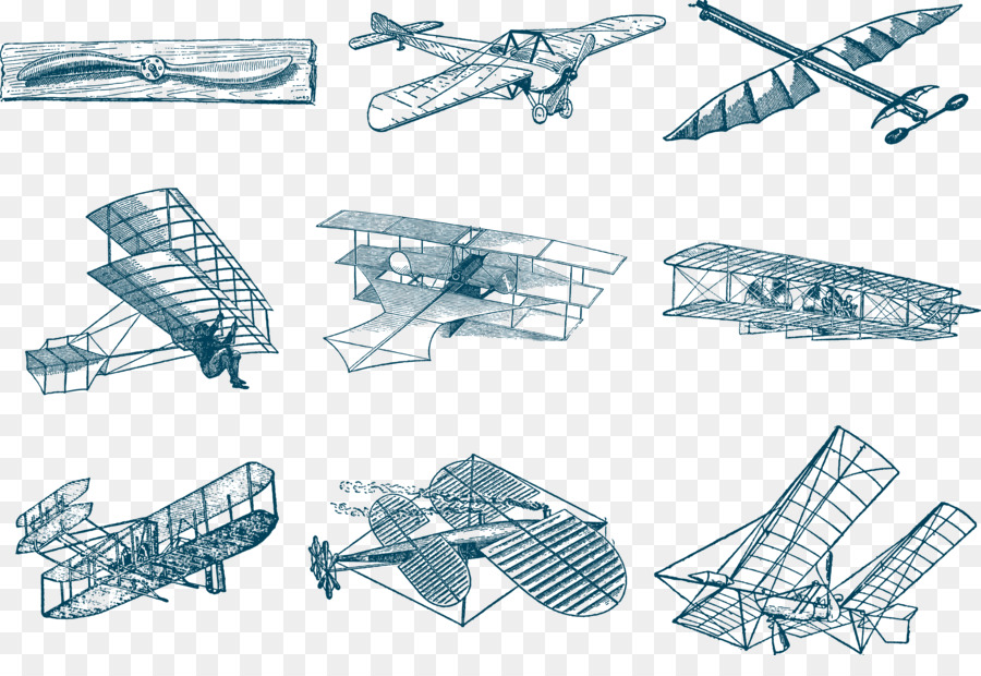 Aviones Antiguos，Cianotipo PNG